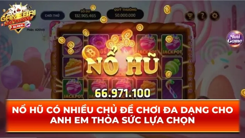 Nổ hũ có nhiều chủ đề chơi đa dạng cho anh em thỏa sức lựa chọn