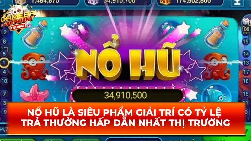 Nổ hũ là siêu phẩm giải trí có tỷ lệ trả thưởng hấp dẫn nhất thị trường